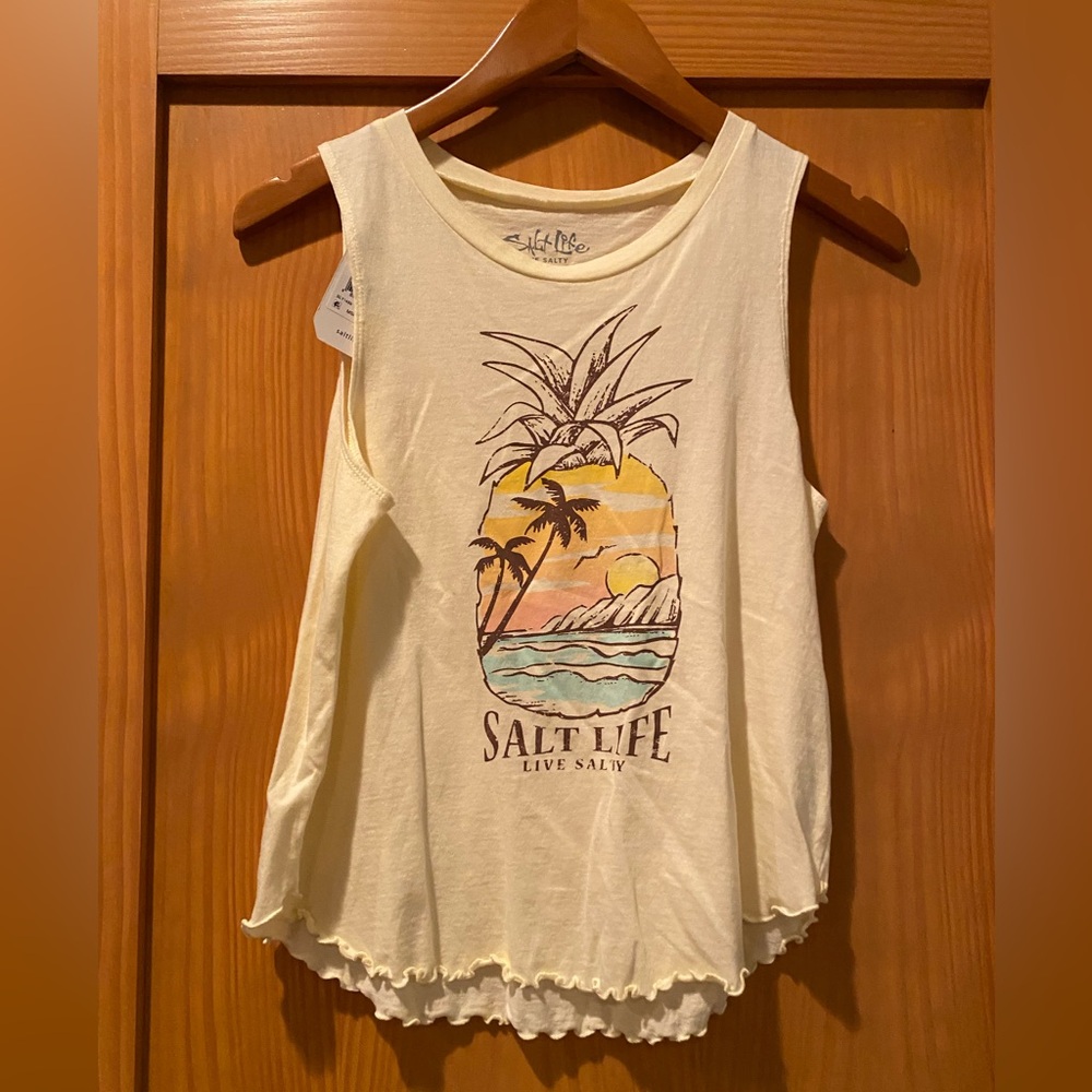 Salt Life Girl’s Live Salty Light Yellow  Tank Top NWT Size L